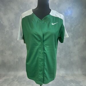 Nike Green and White Women's Softball Jersey